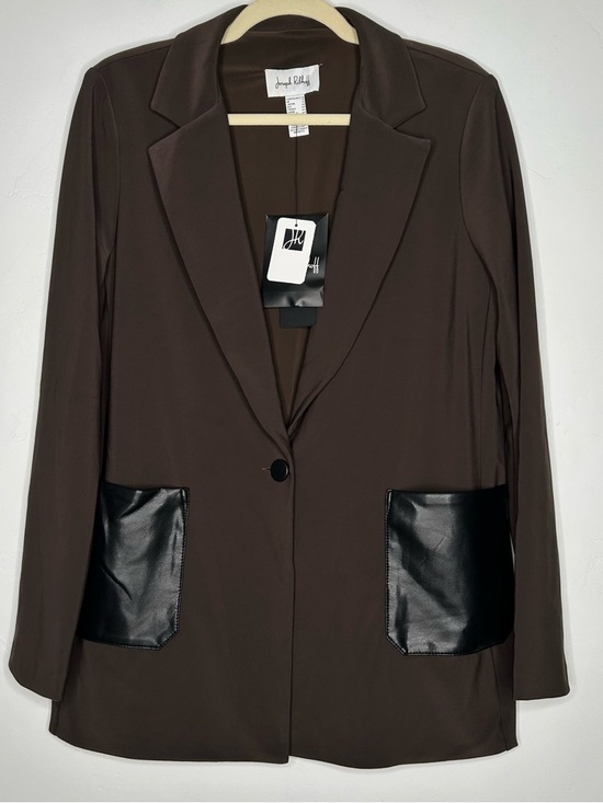 Joseph Ribkoff Jackets & Blazers - NWT Joseph Ribkoff Women's Brown Blazer with Black Faux Leather Pockets Size 10